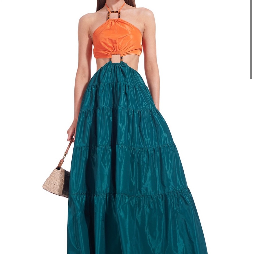 Staud Dome Two-Tone Open Waist Dress